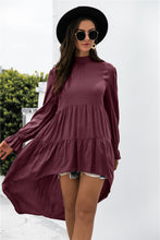 Load image into Gallery viewer, Solid Asymmetrical Patch Pleated Dress

