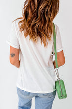 Load image into Gallery viewer, Slogan Graphic Cuffed Tee Round Neck Tee Shirt
