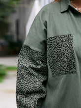 Load image into Gallery viewer, Plus Size Leopard Button Front Dropped Shoulder Shirt Jacket
