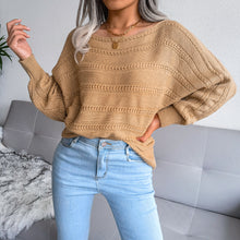 Load image into Gallery viewer, Boat Neck Dolman Sleeve Ribbed Trim Sweater
