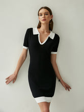 Load image into Gallery viewer, Contrast Johnny Collar Mini Dress
