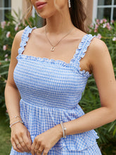 Load image into Gallery viewer, Gingham Smocked Layered Mini Dress
