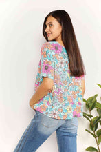 Load image into Gallery viewer, Double Take Floral Round Neck Babydoll Top
