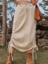 Load image into Gallery viewer, Drawstring Denim Skirt with Pockets
