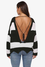 Load image into Gallery viewer, Color Block Backless Long Sleeve Sweater
