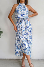 Load image into Gallery viewer, Floral Tie Waist Backless Maxi Dress
