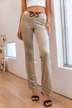 Load image into Gallery viewer, Cutout Ring Detail Velvet Straight Leg Pants
