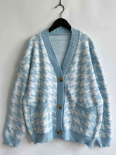 Load image into Gallery viewer, Houndstooth Botton Front  Cardigan with Pockets
