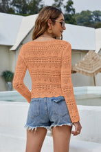 Load image into Gallery viewer, Drawstring Ruched Openwork Sweater
