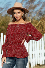 Load image into Gallery viewer, Polka Dot Off Shoulder Ruffle Top
