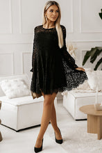 Load image into Gallery viewer, Lace Detail Round Neck Mini Dress
