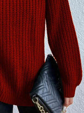 Load image into Gallery viewer, Full Size Turtleneck Rib-Knit Slit Sweater
