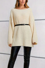 Load image into Gallery viewer, Boat Neck Dropped Shoulder Mini Sweater Dress
