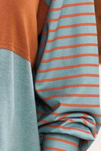 Load image into Gallery viewer, Round Neck Striped Long Sleeve Slit T-Shirt
