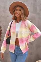 Load image into Gallery viewer, Tie-Dye Cable-Knit Raglan Sleeve Open Front Cardigan
