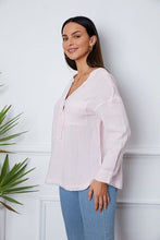 Load image into Gallery viewer, Texture Half Button Raw Hem Top
