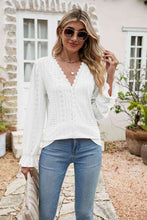 Load image into Gallery viewer, Eyelet Lace Trim Flounce Sleeve Blouse
