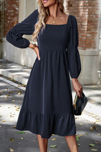 Load image into Gallery viewer, Square Neck Balloon Sleeve Midi Dress
