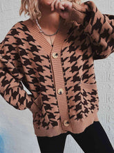 Load image into Gallery viewer, Houndstooth Botton Front  Cardigan with Pockets
