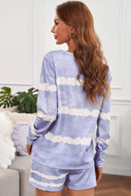 Load image into Gallery viewer, Tie-dyed Stripes Long Sleeve Shorts Lounge Set
