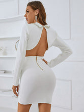 Load image into Gallery viewer, Contrast Rhinestone Open Back Bodycon Dress
