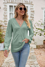 Load image into Gallery viewer, Eyelet Lace Trim Flounce Sleeve Blouse
