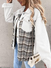 Load image into Gallery viewer, Plaid Button Up Dropped Shoulder Jacket
