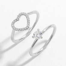 Load image into Gallery viewer, 2 Piece Heart Shape Zircon 925 Sterling Silver Ring
