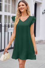 Load image into Gallery viewer, Ruffled V-Neck Flutter Sleeve Dress
