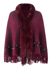 Load image into Gallery viewer, Leopard Fringe Hem Poncho
