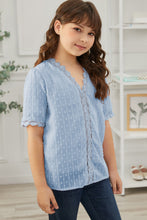 Load image into Gallery viewer, Girls Swiss Dot Spliced Lace Blouse
