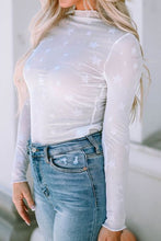 Load image into Gallery viewer, Star Pattern Mock Neck Long Sleeve Blouse
