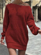 Load image into Gallery viewer, One Shoulder Lantern Sleeve Sweater Dress
