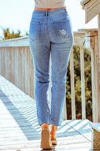 Load image into Gallery viewer, Distressed Ankle-Length Straight Leg Jeans
