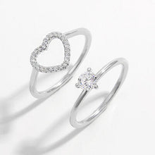 Load image into Gallery viewer, 2 Piece Heart Shape Zircon 925 Sterling Silver Ring
