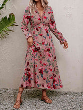 Load image into Gallery viewer, Floral Frill Trim V-Neck Maxi Dress
