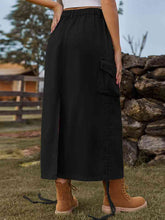 Load image into Gallery viewer, Drawstring Denim Skirt with Pockets
