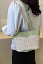 Load image into Gallery viewer, Two-Tone Straw PU Tote Bag
