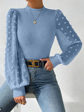 Load image into Gallery viewer, Swiss Dot Waffle-Knit Lantern Sleeve T-Shirt

