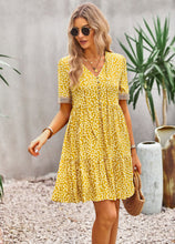 Load image into Gallery viewer, Floral Buttoned Puff Sleeve Dress

