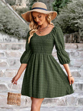 Load image into Gallery viewer, Swiss Dot Smocked Scoop Neck Dress
