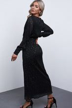 Load image into Gallery viewer, Rhinestone Surplice Split Maxi Dress
