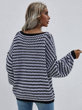 Load image into Gallery viewer, Striped Drop Shoulder V-Neck Pullover Sweater
