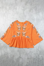 Load image into Gallery viewer, Embroidered Buttoned Peplum Top
