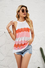 Load image into Gallery viewer, Striped Openwork Sleeveless Knit Top
