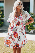 Load image into Gallery viewer, Floral Cuffed Short Sleeve Babydoll Dress
