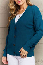 Load image into Gallery viewer, Zenana Kiss Me Tonight Full Size Button Down Cardigan in Teal

