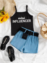 Load image into Gallery viewer, Kids Letter Graphic Cami and Belted Shorts Set
