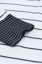 Load image into Gallery viewer, Striped Waffle Knit Henley Long Sleeve Top
