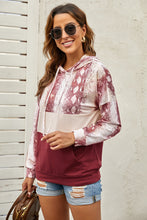 Load image into Gallery viewer, Snake Print Color Block Drawstring Detail Hoodie
